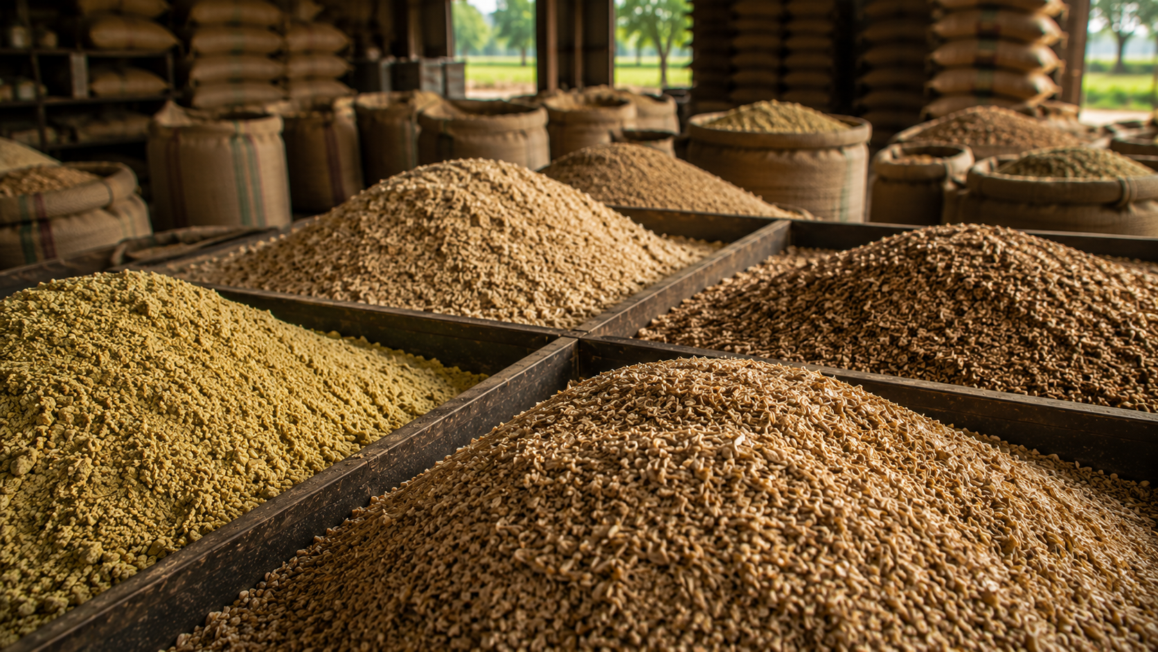 Agricultural feed meals bran and by-products